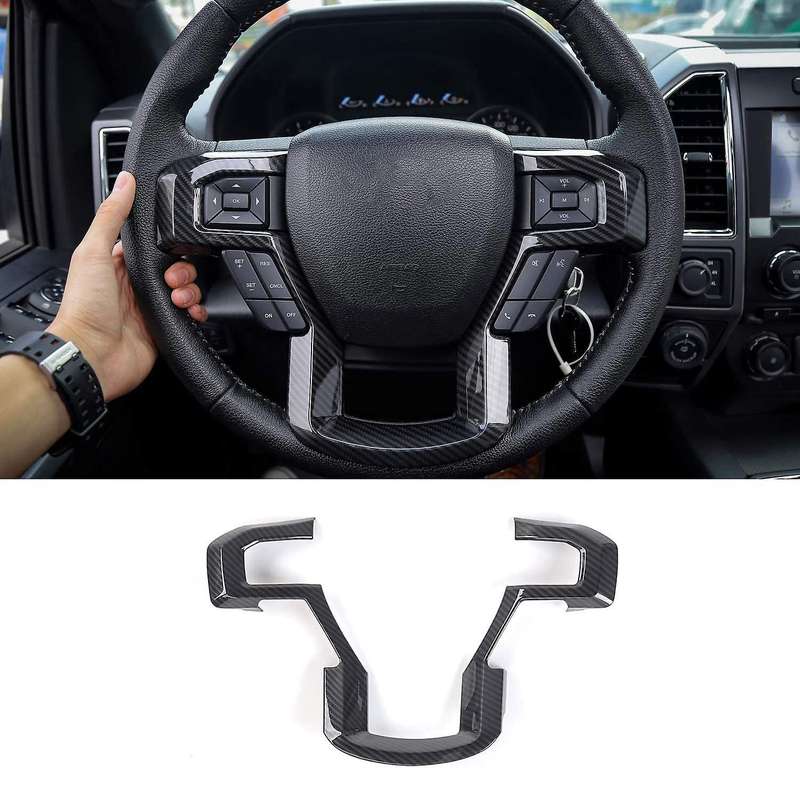 for 2015-2020 Car Carbon Fiber Steering Wheel Cover Trim Decorative Frame Accessories for F250 F350