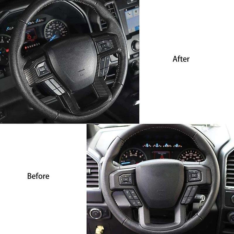 for 2015-2020 Car Carbon Fiber Steering Wheel Cover Trim Decorative Frame Accessories for F250 F350