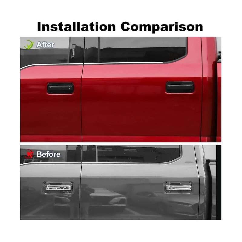 for 2015-2020 Door Handles Covers + Door Bowl Protector Covers Trim Accessories - Abs Black