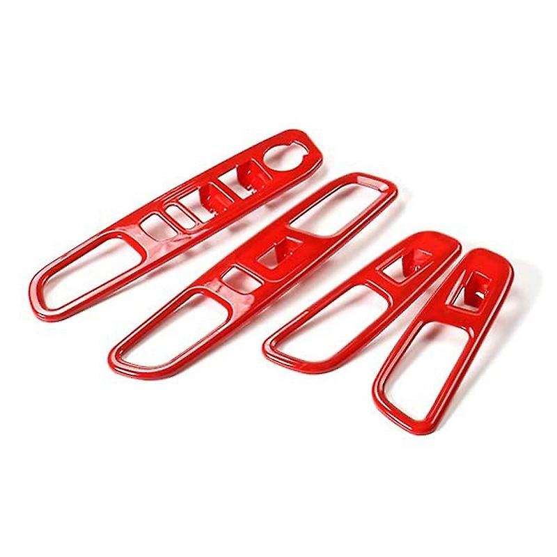 for 2015-2020 Window Lift Switch Panel Trim Interior Accessories, ABS Red 4 Pcs