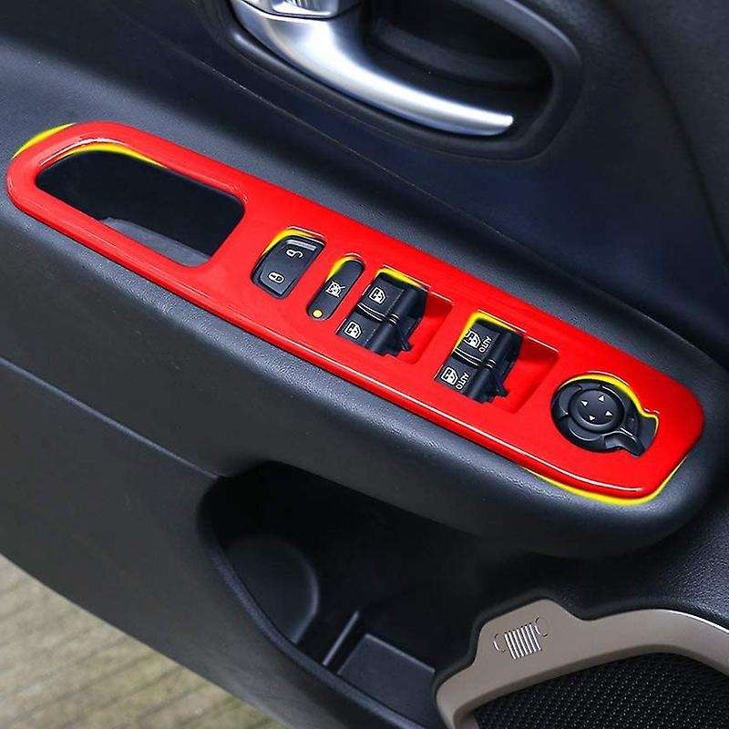 for 2015-2020 Window Lift Switch Panel Trim Interior Accessories, ABS Red 4 Pcs