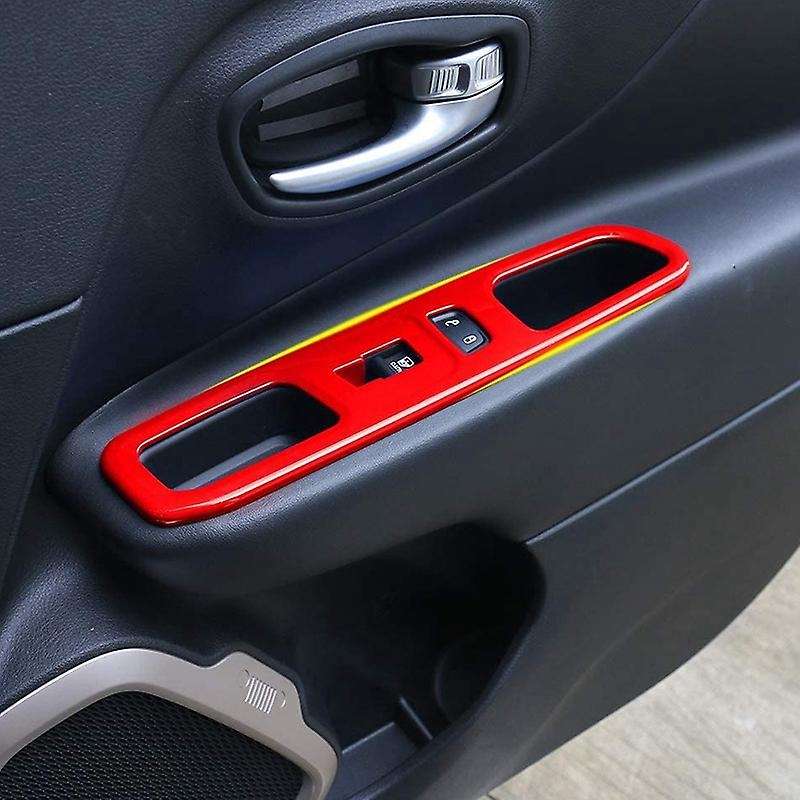 for 2015-2020 Window Lift Switch Panel Trim Interior Accessories, ABS Red 4 Pcs