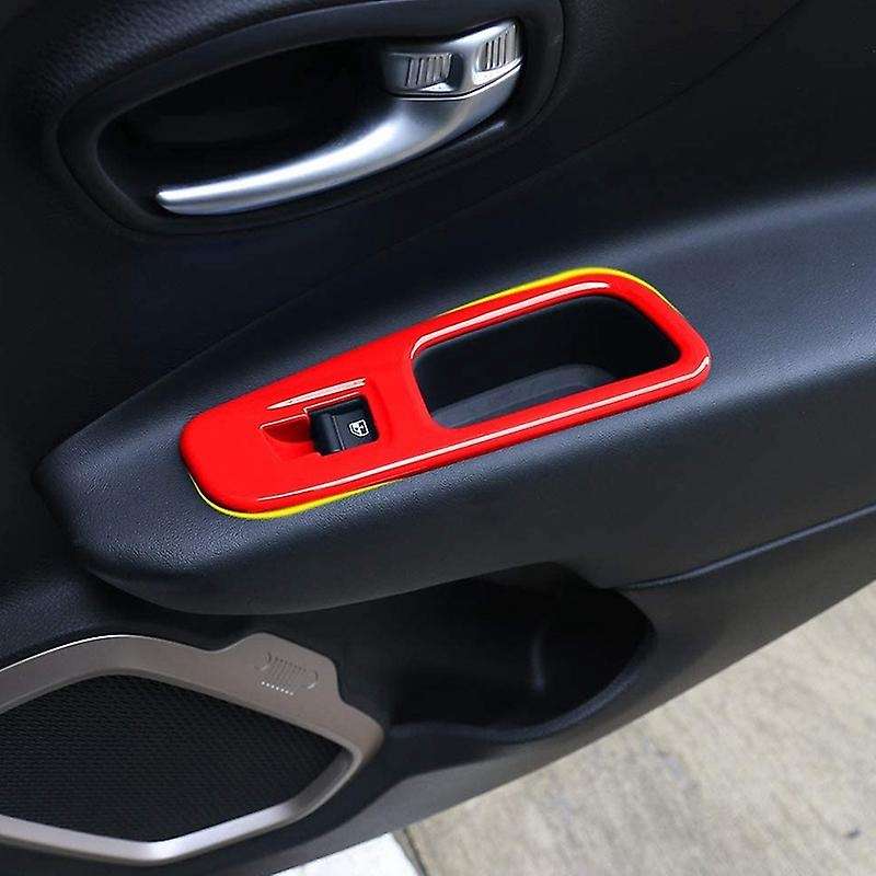 for 2015-2020 Window Lift Switch Panel Trim Interior Accessories, ABS Red 4 Pcs