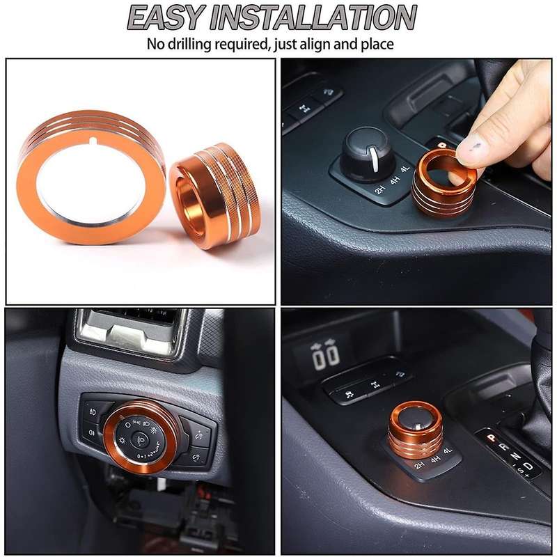 for 2015-2021 Headlight Switch/4wd Knob Ring Cover Trim Decoration Accessories Aluminum Alloy (oran