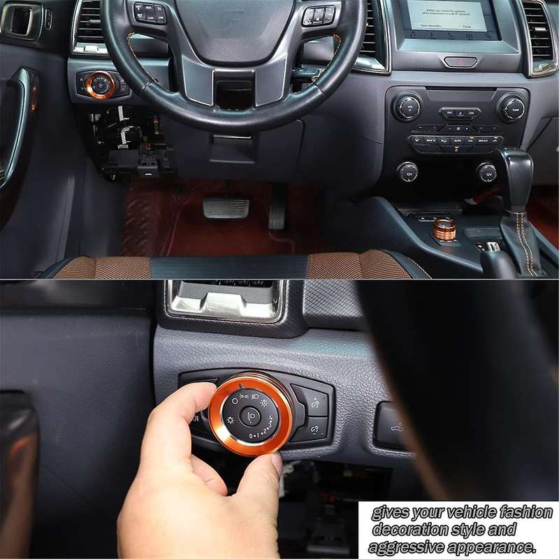 for 2015-2021 Headlight Switch/4wd Knob Ring Cover Trim Decoration Accessories Aluminum Alloy (oran