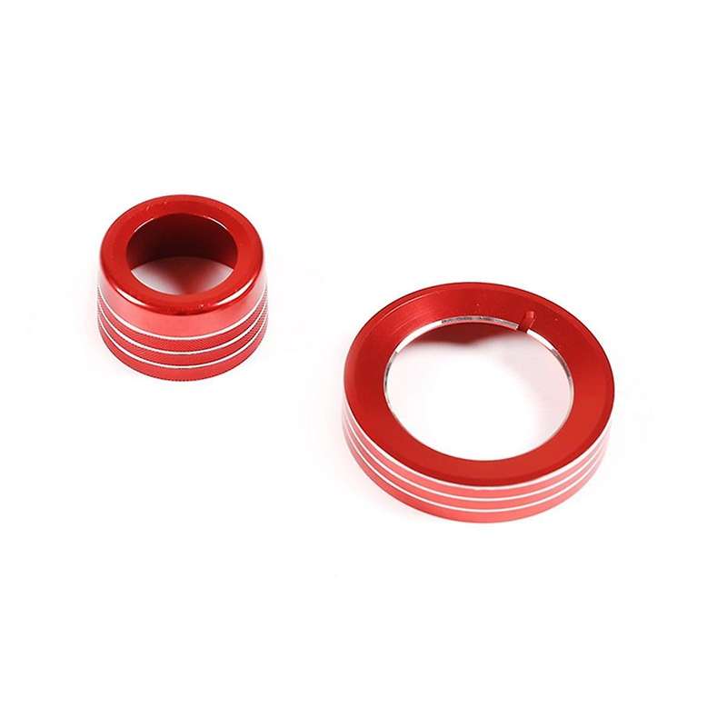 for 2015-2021 Headlight Switch/4WD Knob Ring Cover Trim Decoration Accessories Aluminum Alloy (Red)