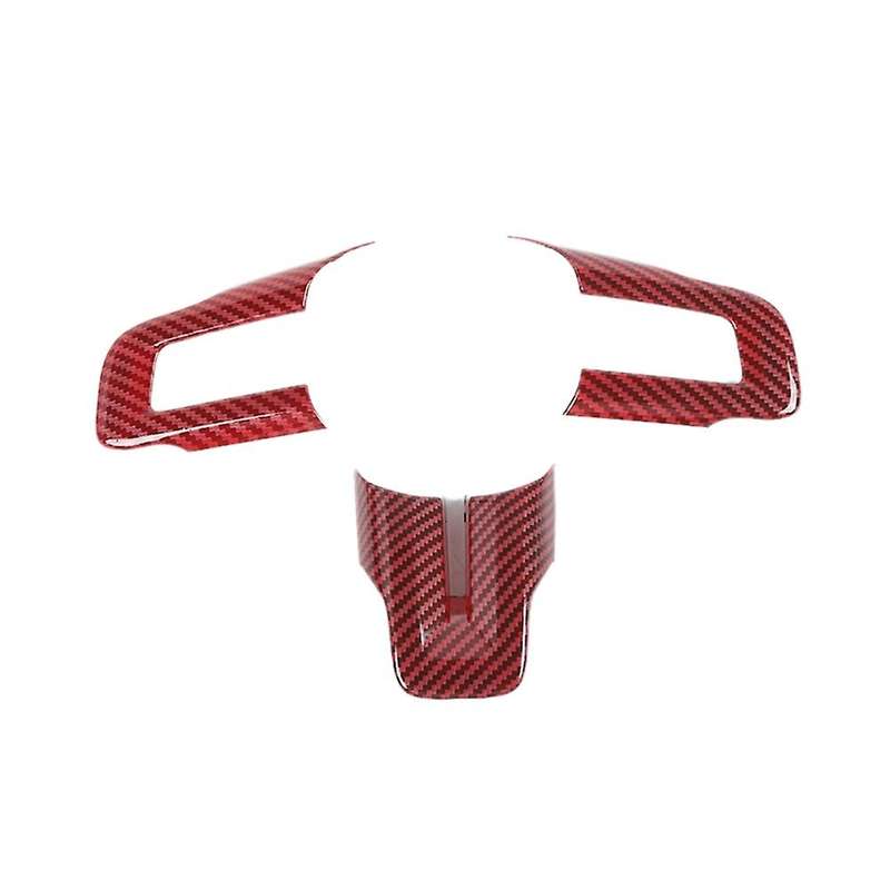 for 2015-2021 Red Carbon Fiber Steering Wheel Button Panel Cover Trim Decorative Frame Sticker Acces