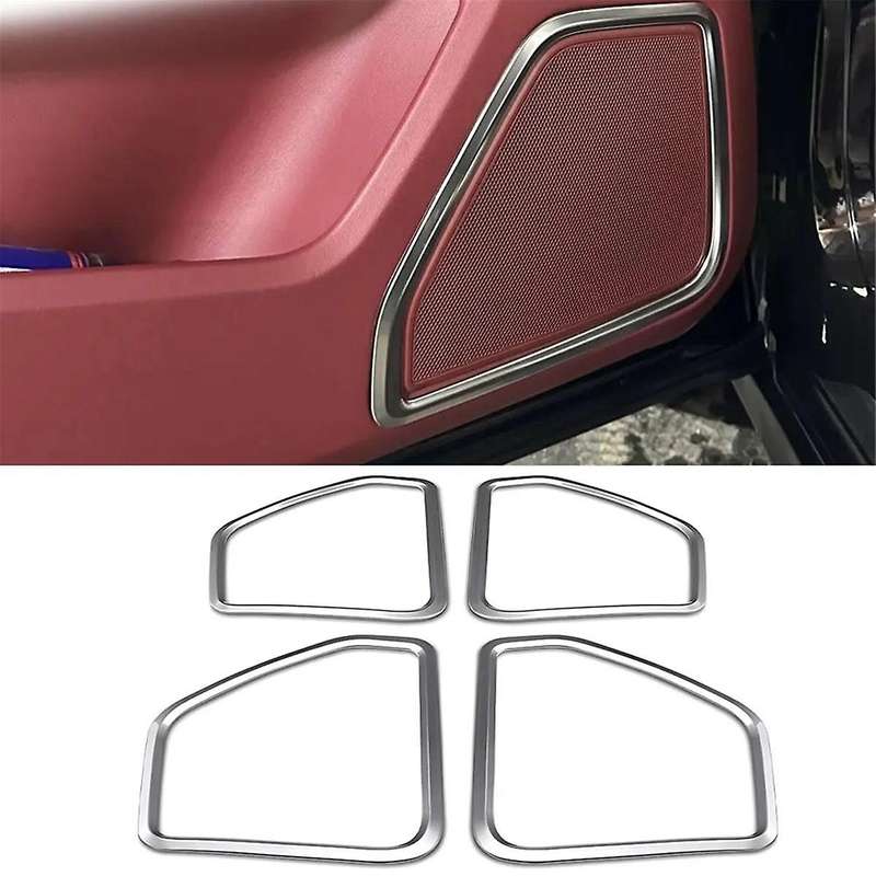for 2015-2021 Silver ABS Door Speaker Horn Ring Frame Cover Trim