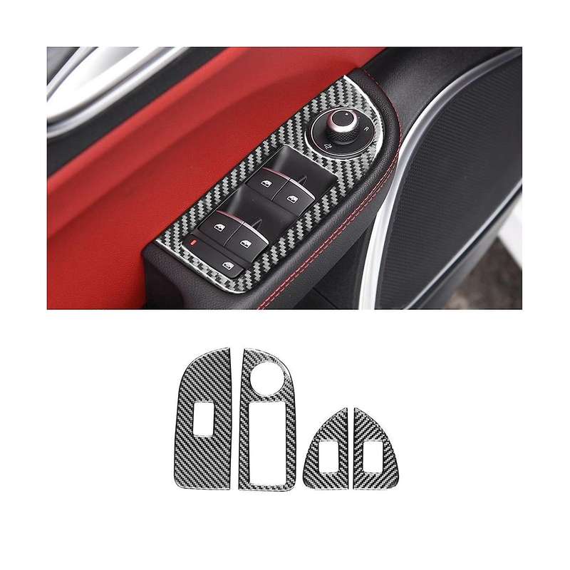 for 2015-2023 Carbon Fiber Car Door Window Control Switch Panel Cover Trim Sticker Accessories