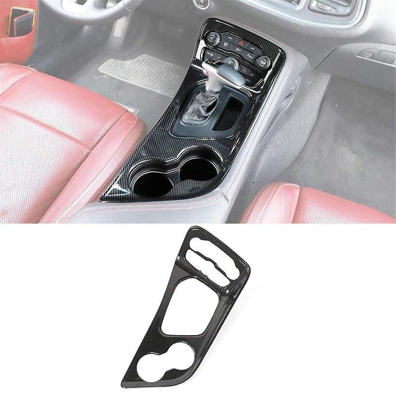 for 2015-2023 Real Carbon Fiber Center Console Gear Shift Panel Water Cup Holder Cover Trim