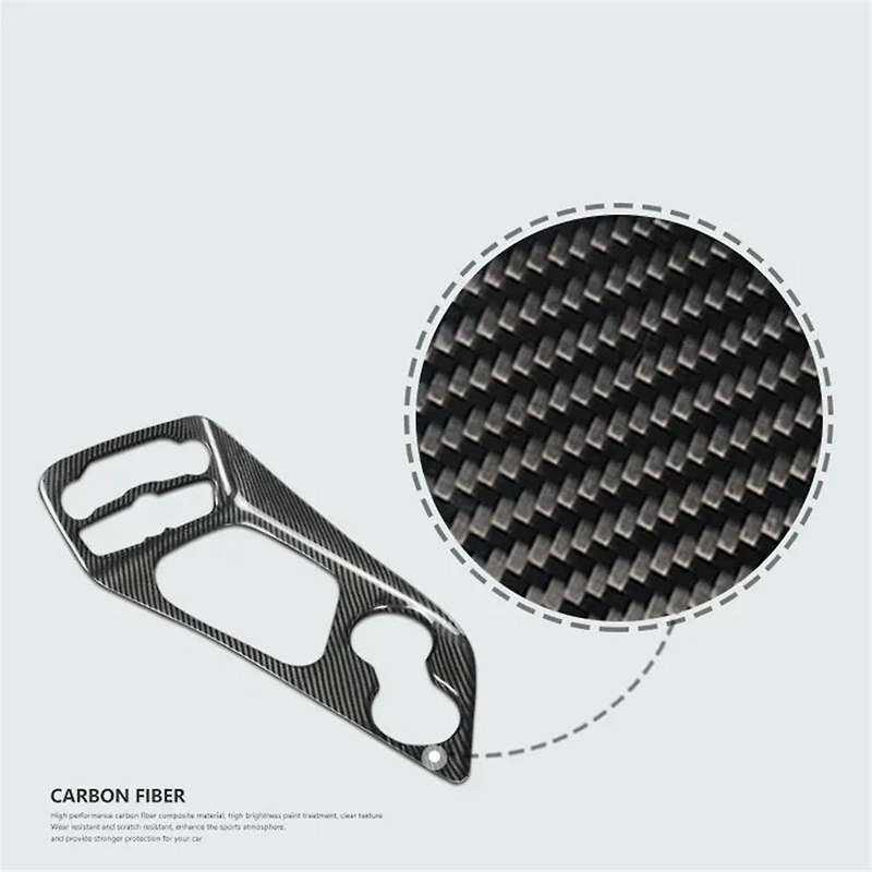 for 2015-2023 Real Carbon Fiber Center Console Gear Shift Panel Water Cup Holder Cover Trim