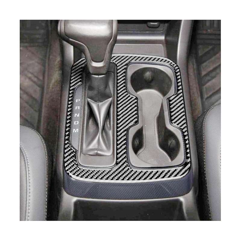 for 2015-2022 Soft Carbon Fiber Center Console Gear Shift Panel Cover Cup Holder Sticker Accessories
