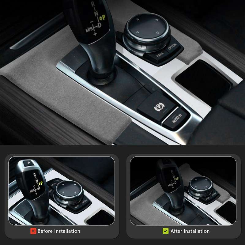 for 2016-2021 Car Turn Fur Suede Center Console Gear Shift Panel Cover Trim Accessories, Automatic B