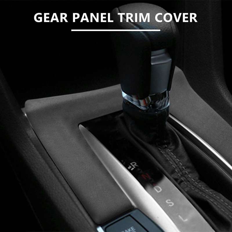 for 2016-2021 Car Turn Fur Suede Center Console Manual Gear Shift Panel Cover Trim Decor Sticker Bla