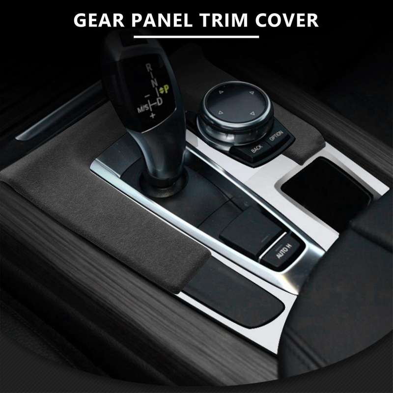 for 2016-2021 Car Turn Fur Suede Center Console Manual Gear Shift Panel Cover Trim Decor Sticker Bla