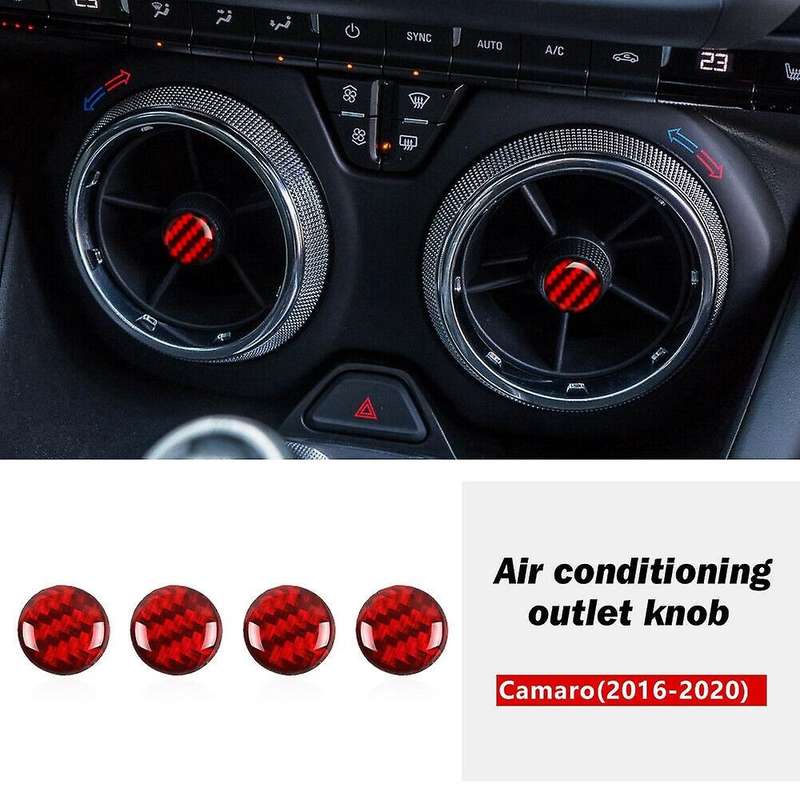for 2016-2020 Real Carbon Fiber Center Console Air Conditioner AC Vent Trim 4Pcs Red