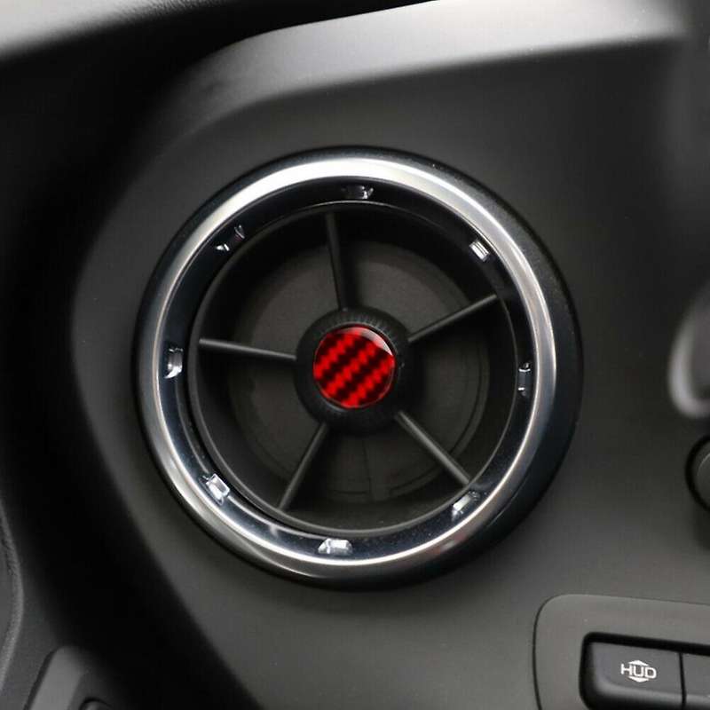 for 2016-2020 Real Carbon Fiber Center Console Air Conditioner AC Vent Trim 4Pcs Red