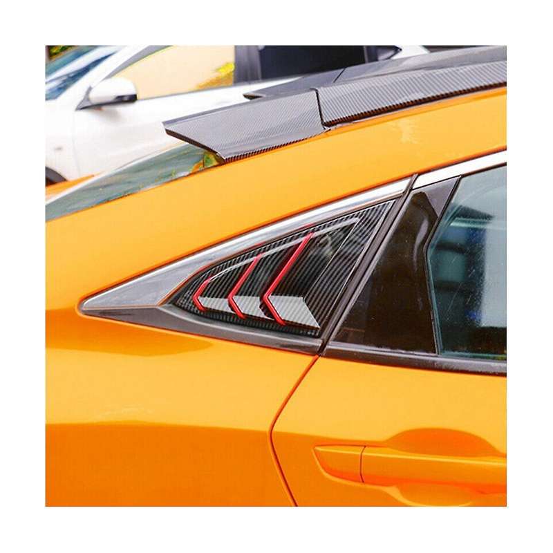 for 2016-2021 Sedan Rear Side Vent Quarter Window Louver Cover Triangular Window Trim Carbon Fiber R