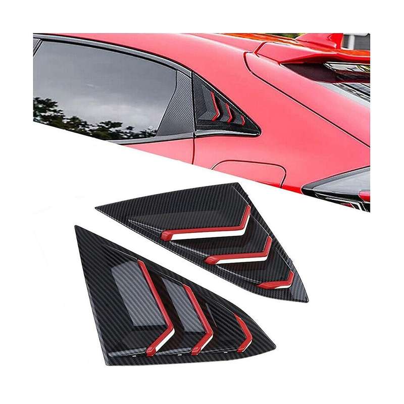 for 2016-2021 Sedan Rear Side Vent Quarter Window Louver Cover Triangular Window Trim Carbon Fiber R