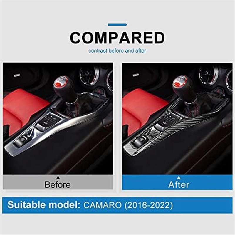 for 2016-2022 Shift Panel Cover Transmission Frame Sticker Hard Carbon Fiber Interior