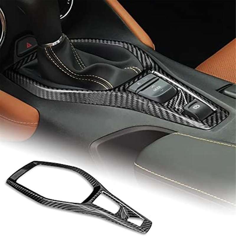for 2016-2022 Shift Panel Cover Transmission Frame Sticker Hard Carbon Fiber Interior