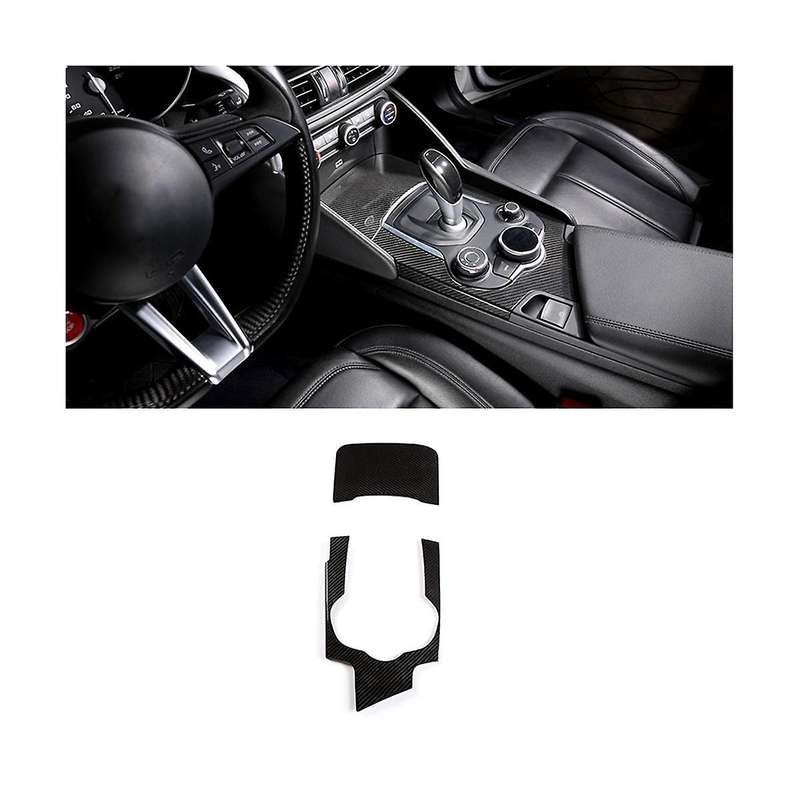 for 2017-2019 Dry Carbon Fiber Car Center Console Gear Shift Panel Cover Trim Interior Accessories