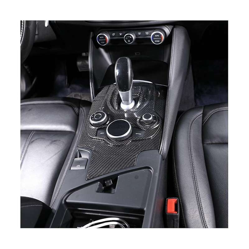 for 2017-2019 Lhd Dry Carbon Fiber Center Control Gear Panel Frame Decoration Sticker Car Accessori