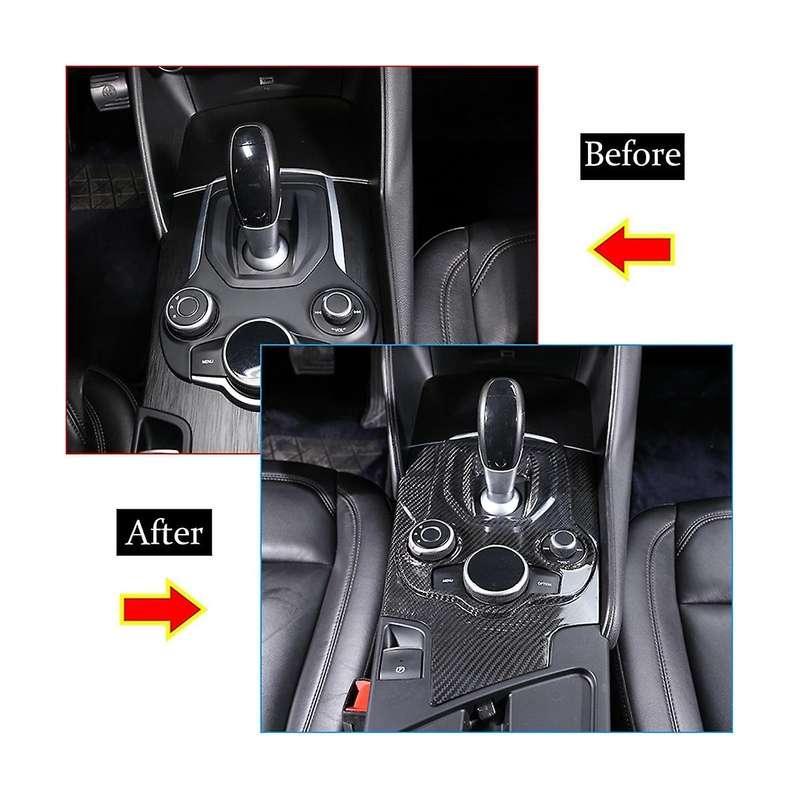 for 2017-2019 Lhd Dry Carbon Fiber Center Control Gear Panel Frame Decoration Sticker Car Accessori