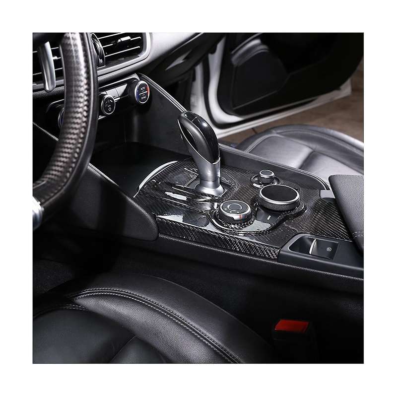 for 2017-2019 Lhd Dry Carbon Fiber Center Control Gear Panel Frame Decoration Sticker Car Accessori