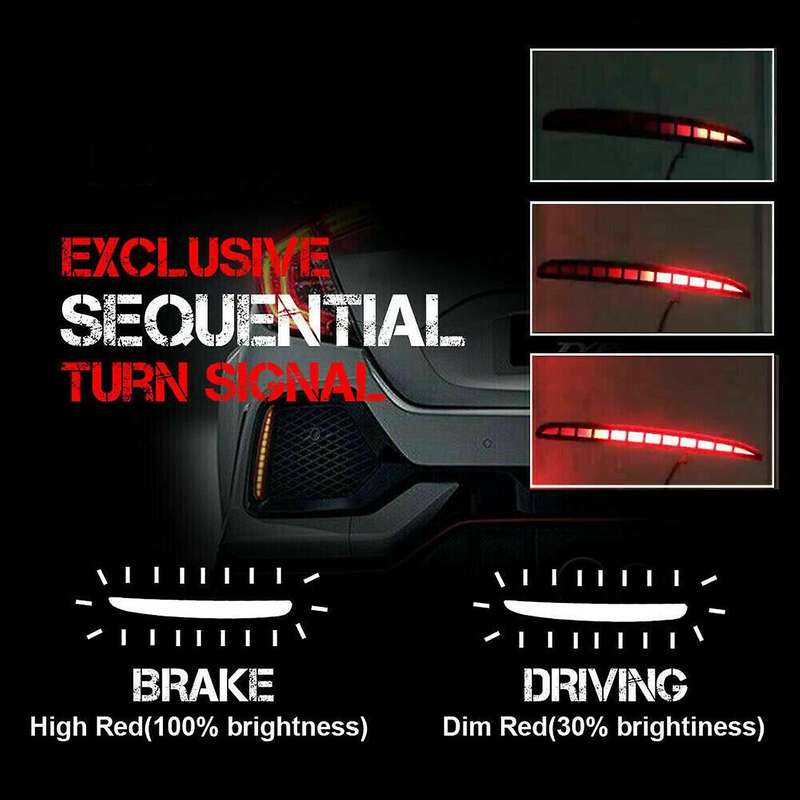 for 2017-2018 Hatchback Led Brake Light Rear Bumper Reflector Driving Fog Lamp