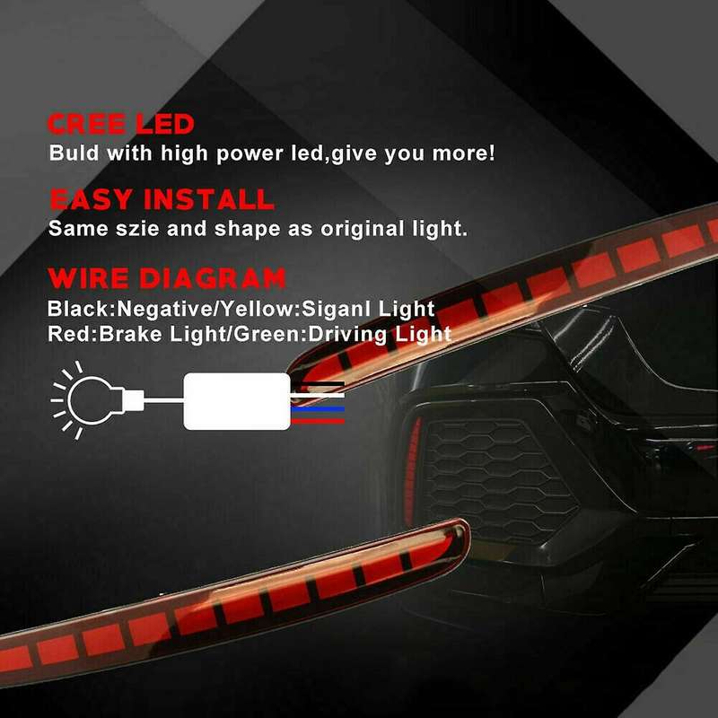 for 2017-2018 Hatchback Led Brake Light Rear Bumper Reflector Driving Fog Lamp