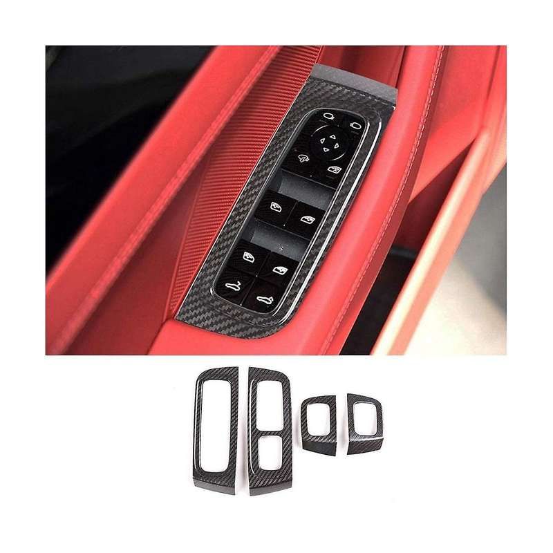 for 2017-2020 Dry Carbon Fiber Car Window Lift Switch Button Frame Cover Trim Decorative Accessories