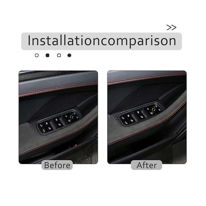 for 2017-2020 Dry Carbon Fiber Car Window Lift Switch Button Frame Cover Trim Decorative Accessories