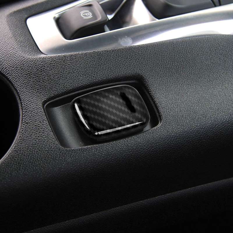 for 2017-2020 Car Carbon Fiber Grain Dashboard Ignition Switch Lighter Cover Trim Decoration Frame