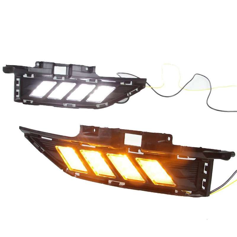 for 2018-2019 Front L+R LED DRL with Turn Signal Daytime Running Light Fog Lamp 3 Color