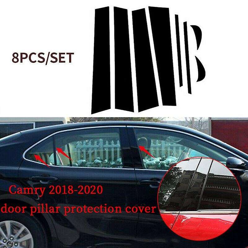 for 2018-2020 Bright Black Door Window Pillar Posts Cover Trim New(8Pcs)