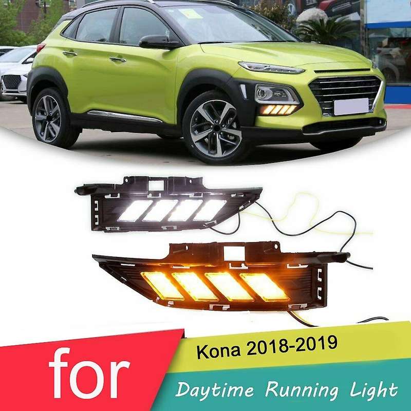 for 2018-2019 Front L+R LED DRL with Turn Signal Daytime Running Light Fog Lamp 2 Color