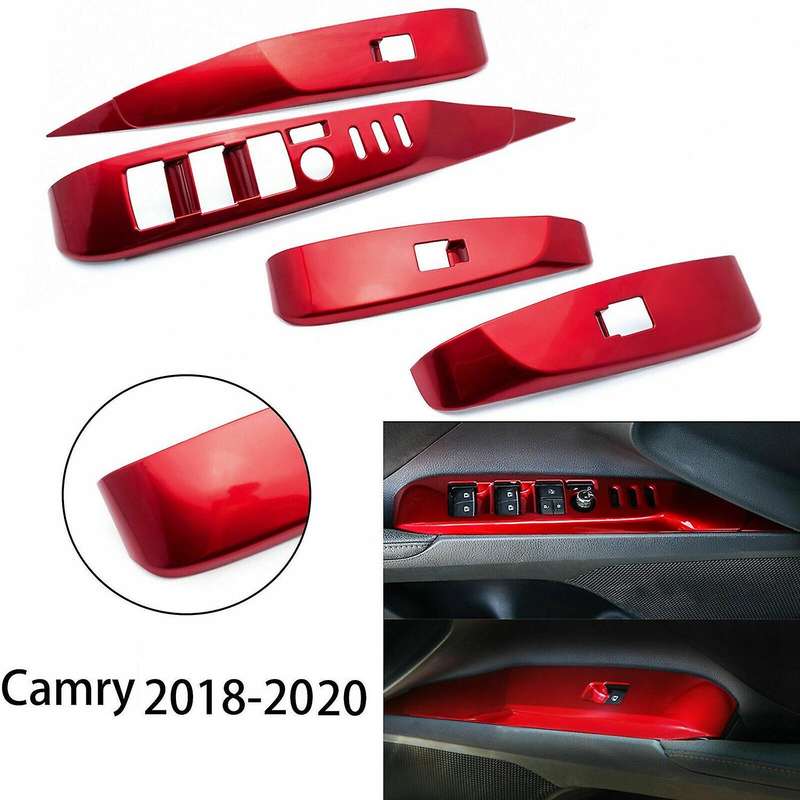 for 2018-2020 RED ABS Inner Car Door Window Lift Switch Button Panel Trim