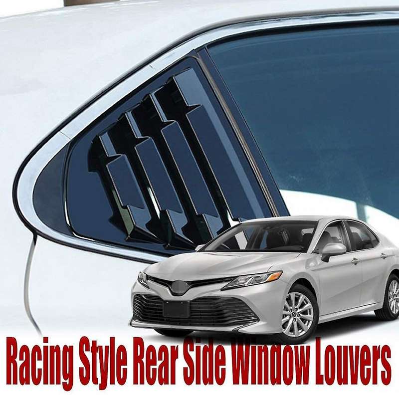 for 2018-2021 Car Rear Side Window Louvers Scoop Shades Cover Blinds Trim Accessories,Bright Black