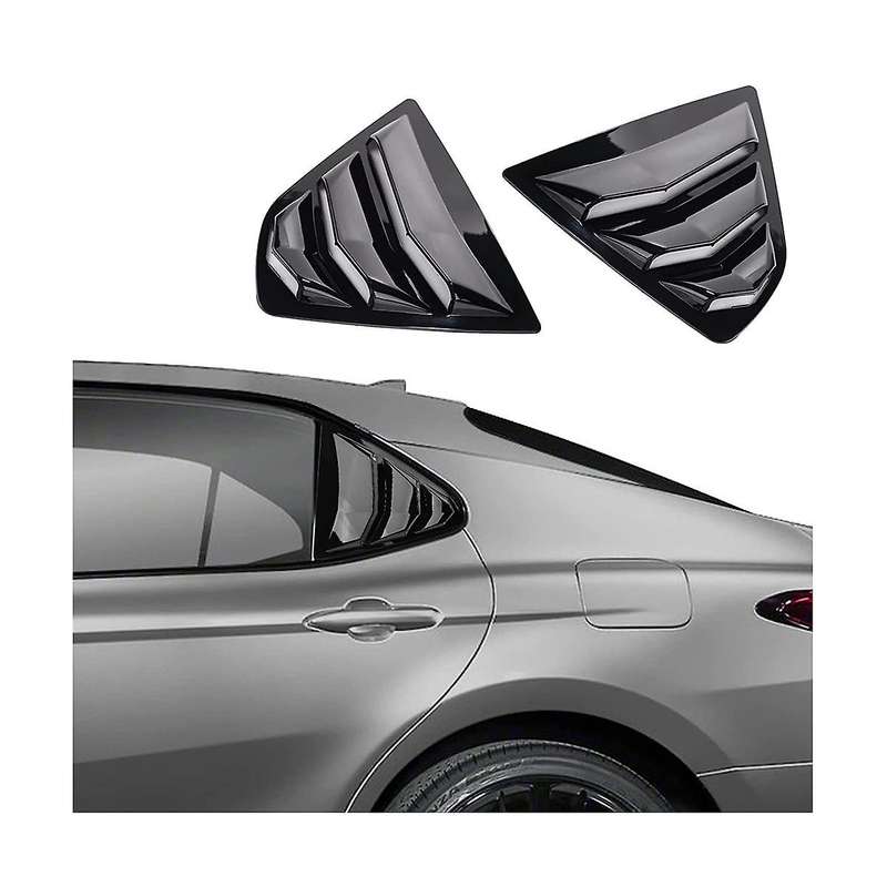 for 2018-2023 Accessories Rear Side Window Louvers Scoop Shades Cover Trim Blinds - Glossy Black