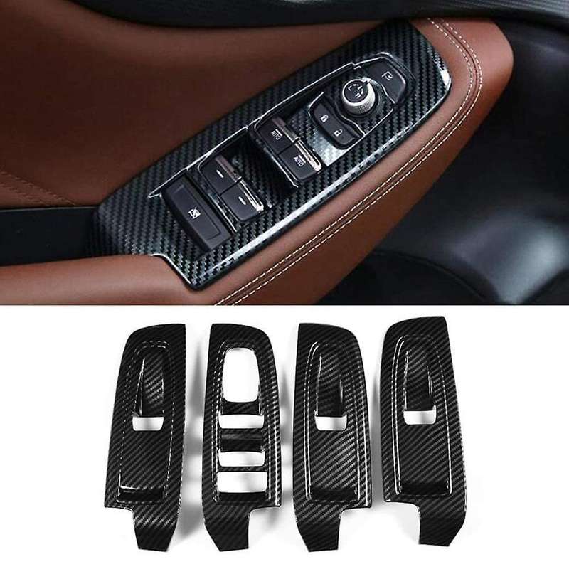 for 2019 2020 Car Door Armrest Window Switch Button Cover Trim Fit Accessories,Carbon Fiber Grain