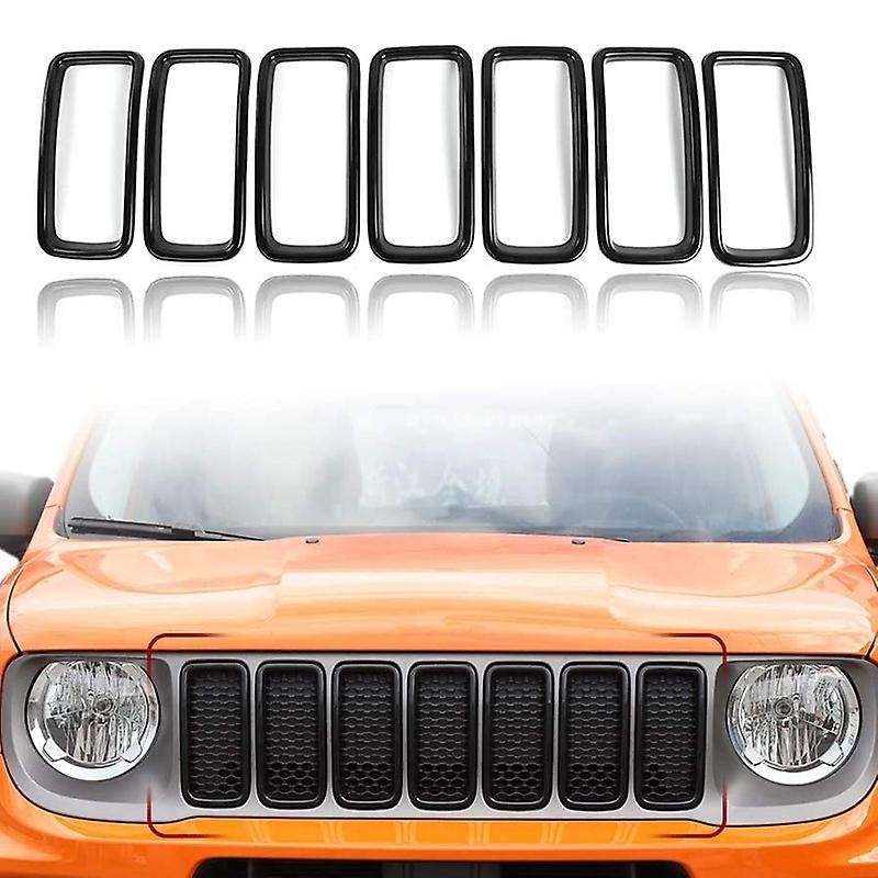 for 2019 2020 Front Grille Inserts, Exterior Accessories ABS Black 7 Pack