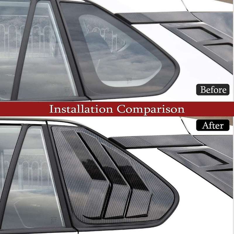 for 2019-2021 Car Rear Side Window Louvers Scoop Shades Cover Blinds Trim Accessories, Carbon Fiber