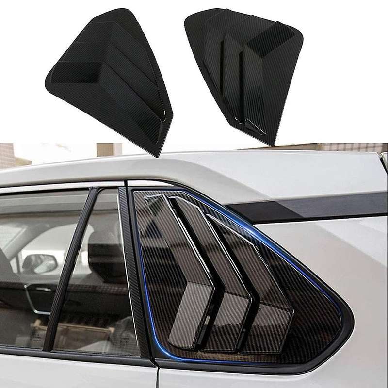 for 2019-2021 Car Rear Side Window Louvers Scoop Shades Cover Blinds Trim Accessories, Carbon Fiber