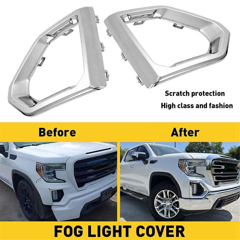 for 2019-2021 Front Fog Light Outer Bezel Cover Chrome Set