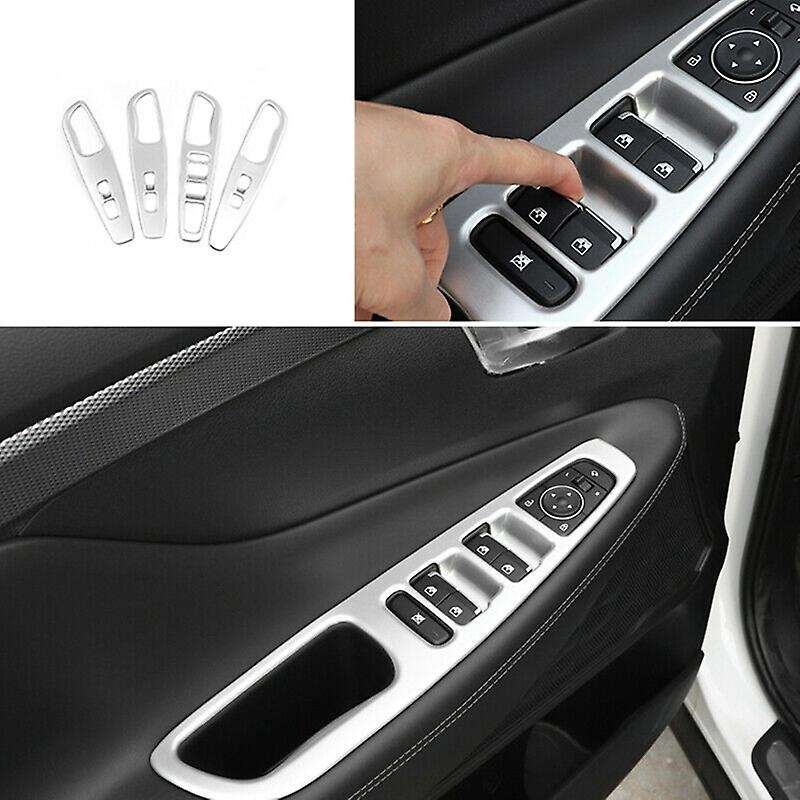 for 2019-2021 Silver Window Lift Switch Button Panel Cover Trim Interior Door Armrest Decoration