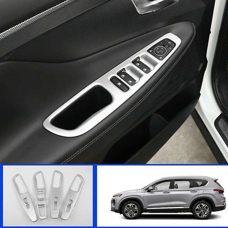 for 2019-2021 Silver Window Lift Switch Button Panel Cover Trim Interior Door Armrest Decoration