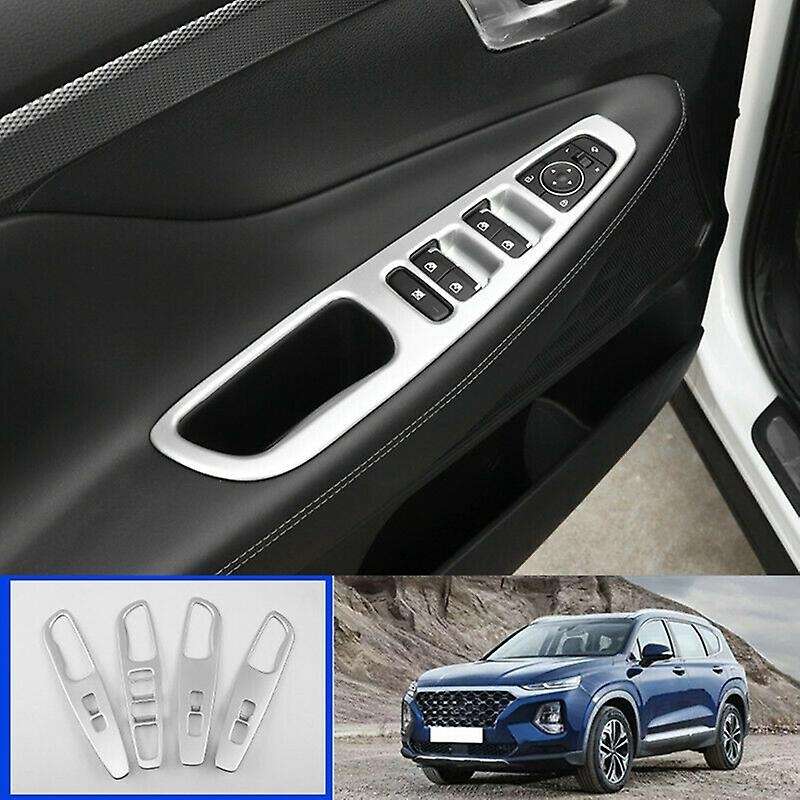 for 2019-2021 Silver Window Lift Switch Button Panel Cover Trim Interior Door Armrest Decoration