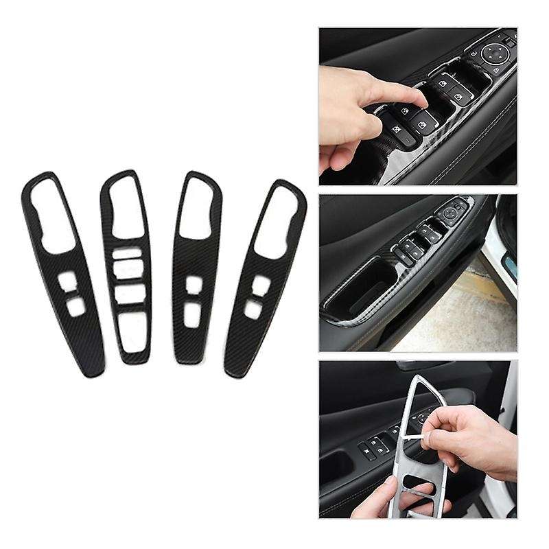 for 2019-2021 Carbon Fiber Window Lift Switch Button Panel Cover Trim Interior Door Armrest Decorati