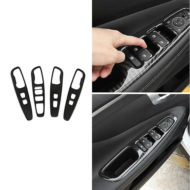 for 2019-2021 Carbon Fiber Window Lift Switch Button Panel Cover Trim Interior Door Armrest Decorati